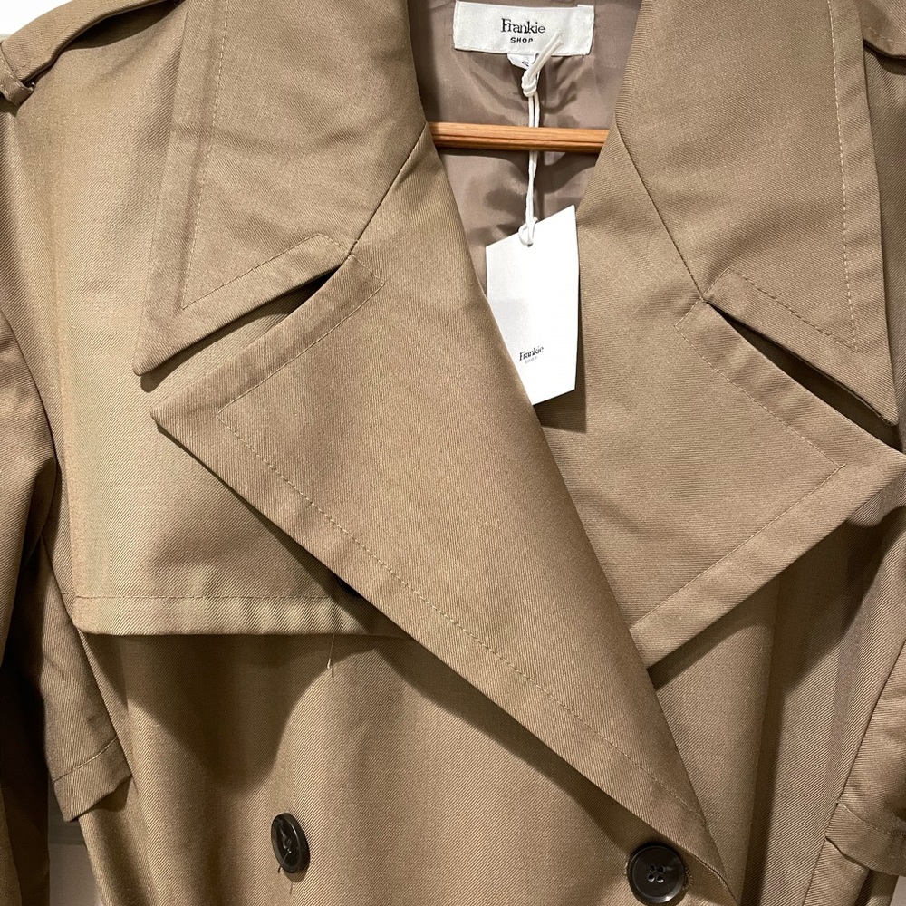 The Frankie Shop padded shoulder trench Jumpsuit in Khaki Brown size-Small - Picture 4 of 7